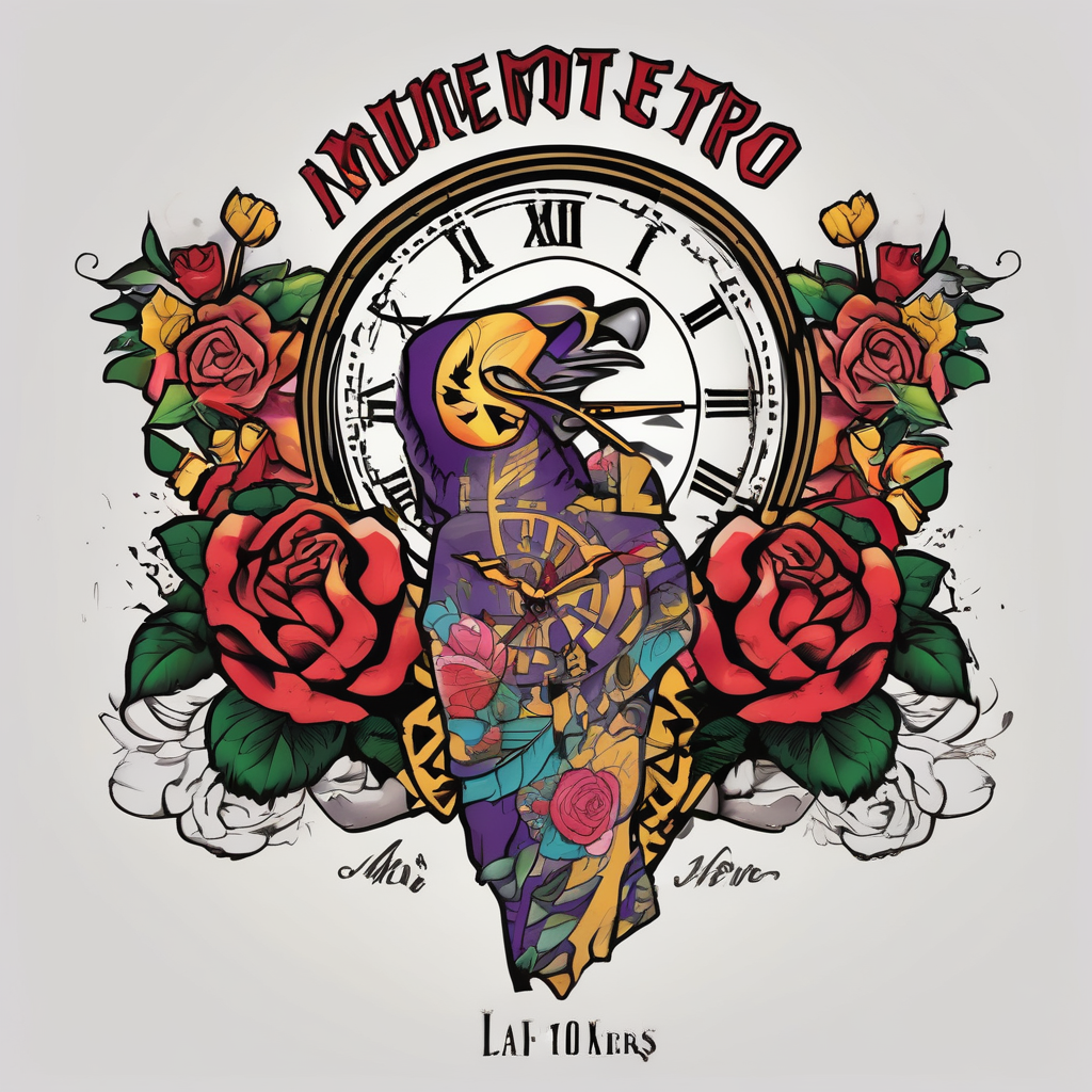 Half arm sleeve memento vivere on the formarm, 24/8 Kobe Bryant La lakers jersey font, NRL Retro logo Eastern Suburbs Roosters and roses and clock in blank space half sleeve tattoos for men, design de tatouage Japonais généré par IA